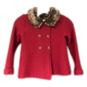 STRAWBERRY FAIRE Red Textured Faux Fur Collar
